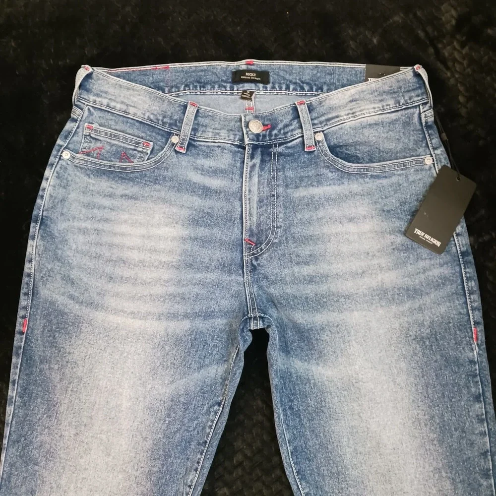 True Religion Jeans Men's Light Delightful Wash Ricky‎ Relaxed Straight Sz 33x34